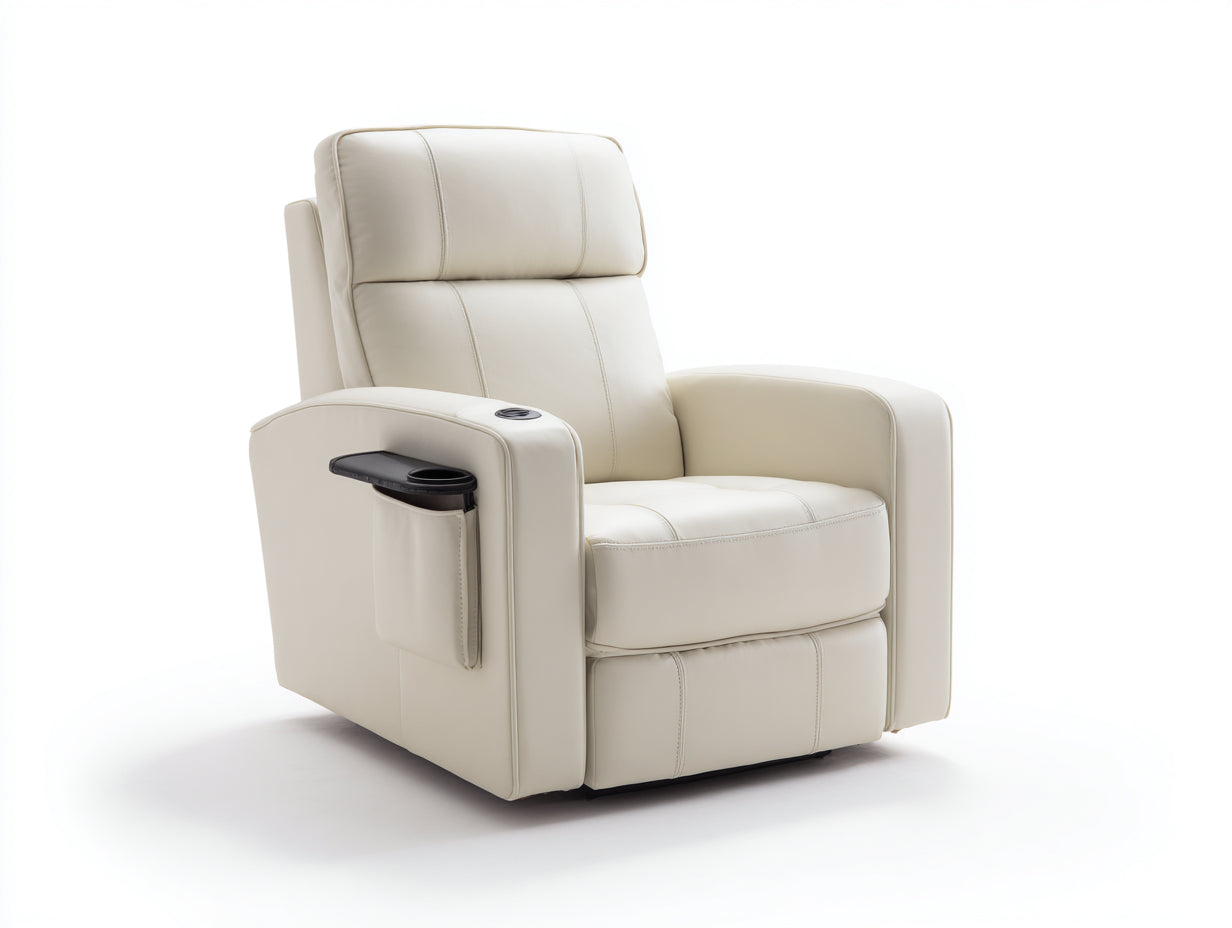 Sillones reclinables cuero sintético 88x94x105 cm blanco estilo moderno