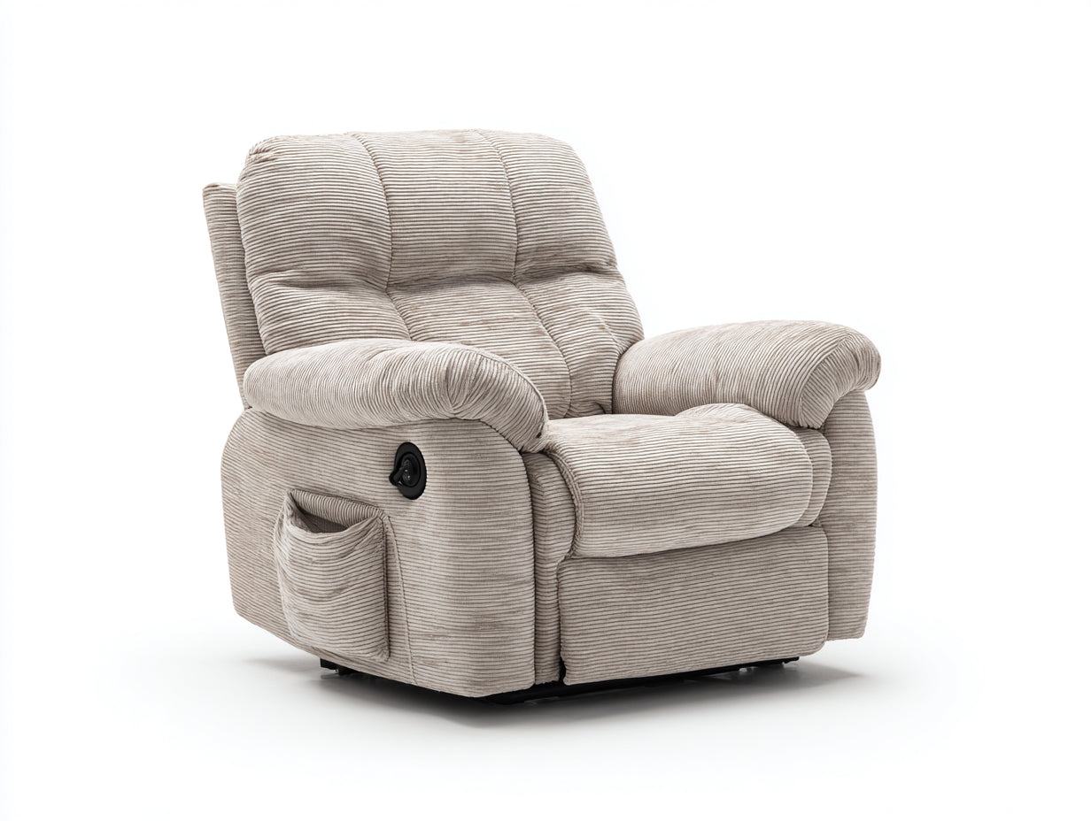 Sillones reclinables tapizados 105x95x105 cm - beige - sillón acolchado con reposapiés y control lateral para salón