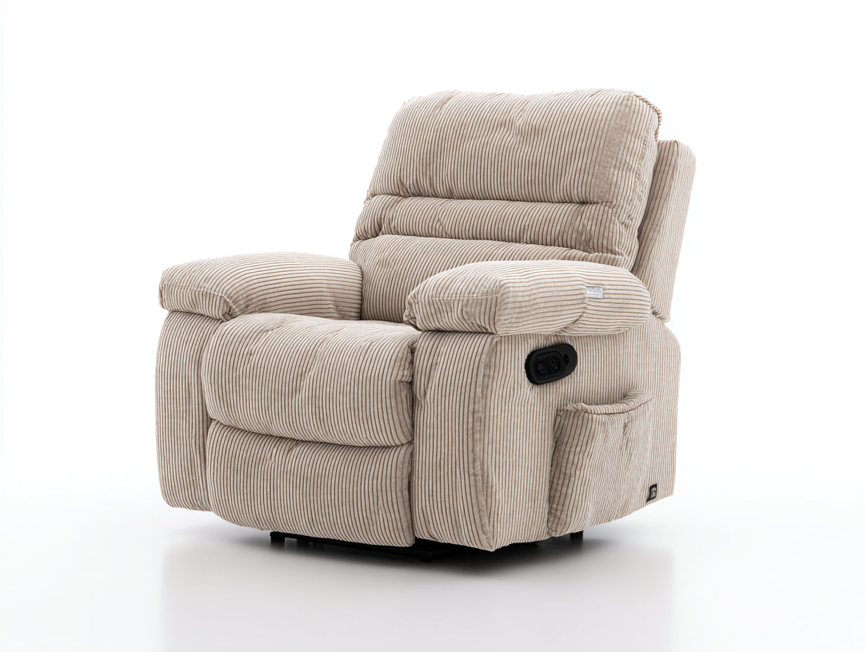 Sillones reclinables de tela beige 96x92x106 cm para salón - diseño moderno con reposabrazos acolchados