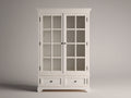 Vitrina de madera y vidrio 120x42x200 cm - blanco - diseño clásico con 2 puertas y 2 cajones
