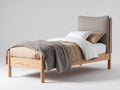 Cama individual de madera 205x100x110 cm - madera natural y tapizado beige - cama para dormitorio