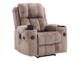 Sillón reclinable tapizado 98x92x110 cm - marrón y negro - diseño acolchado con portavasos