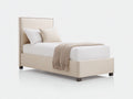 Camas individuales tapizadas 207x102x115 cm - beige - cama con cabecero decorativo para dormitorio