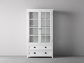 Vitrina 90x40x180 cm - madera blanca y cristal - 2 puertas y 2 cajones - estilo rústico moderno
