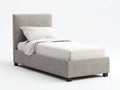 Camas individuales 205x102x108 cm - tela gris y patas negras - cabecero tapizado - estilo moderno