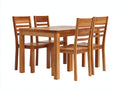 Conjunto de comedor de jardín de madera 120x80x75 cm - marrón - mesa rectangular y 4 sillas