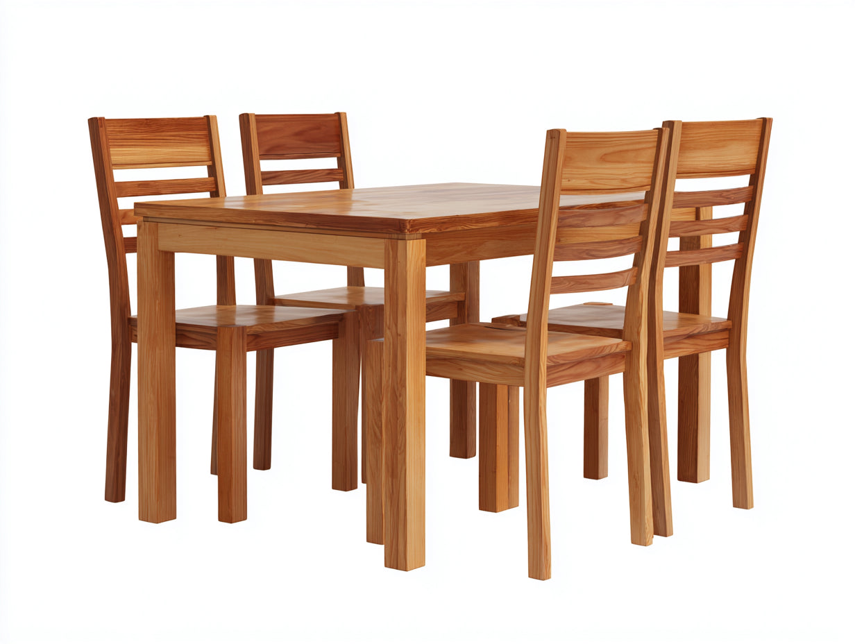 Conjunto de comedor de jardín de madera 120x80x75 cm - marrón - mesa rectangular y 4 sillas