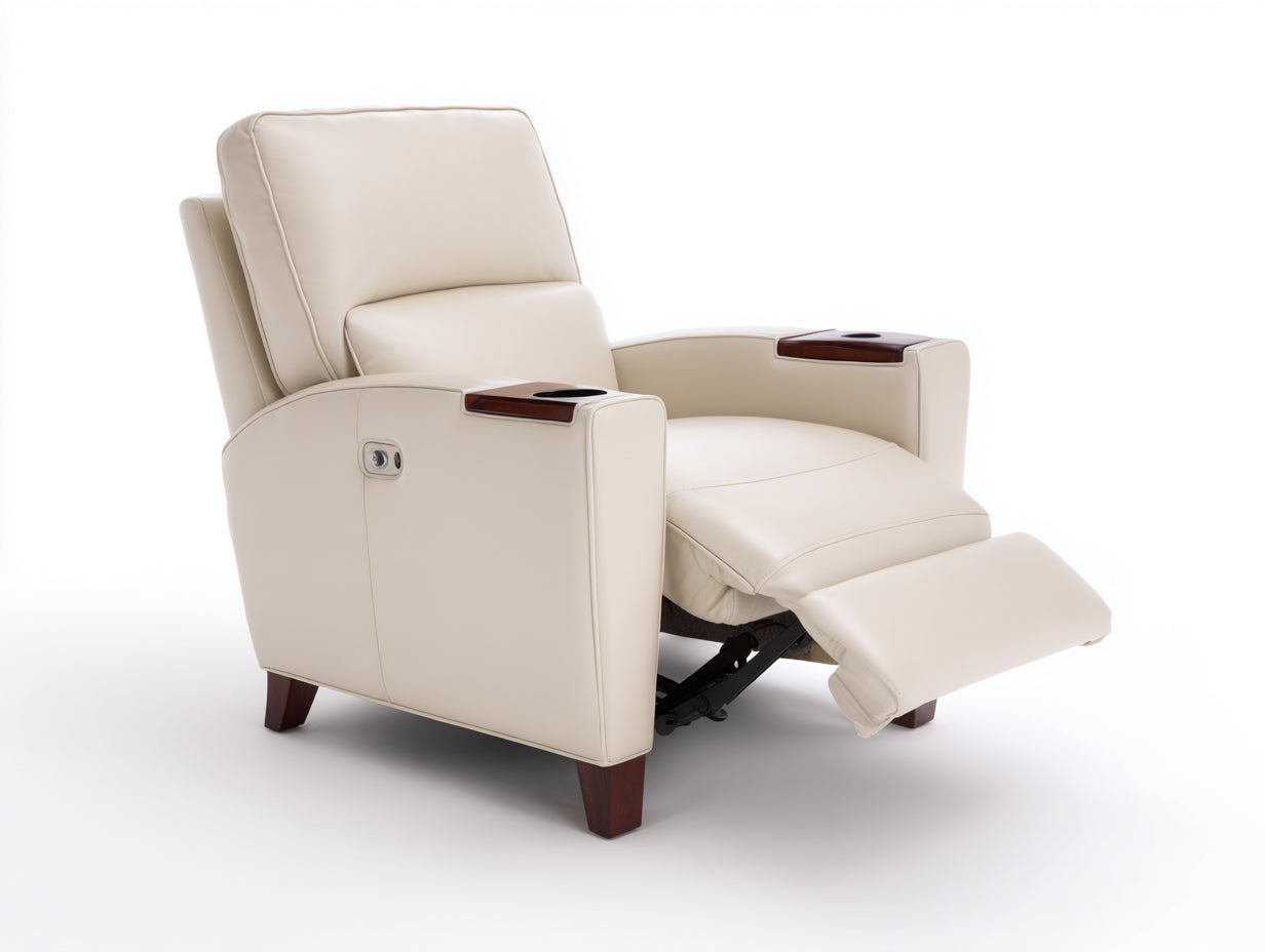 Sillones reclinables de piel sintética 92x88x104 cm - beige - diseño clásico para salón