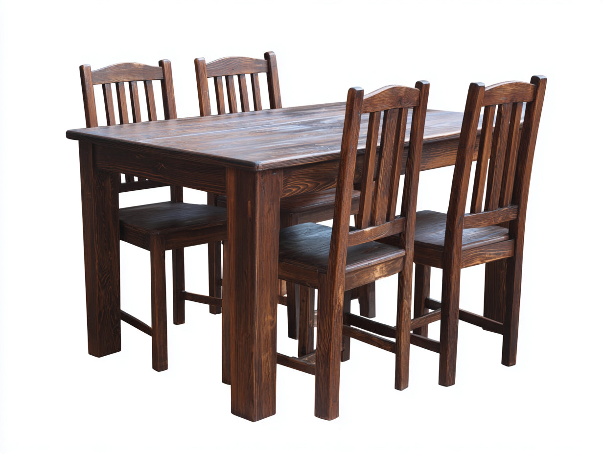 Conjuntos de comedor de jardín madera maciza 140x80x75 cm - marrón oscuro - con mesa y 4 sillas