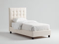 Cama individual tapizada 208x101x118 cm - beige - cama con cabecero acolchado para dormitorio