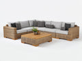 Sofás de exterior de ratán sintético 245x245x72 cm - natural y gris claro - conjunto esquinero con mesa para jardín