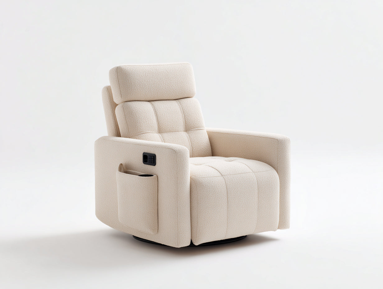 Sillones reclinables de tela borreguito 86x92x105 cm - beige - diseño moderno para salón