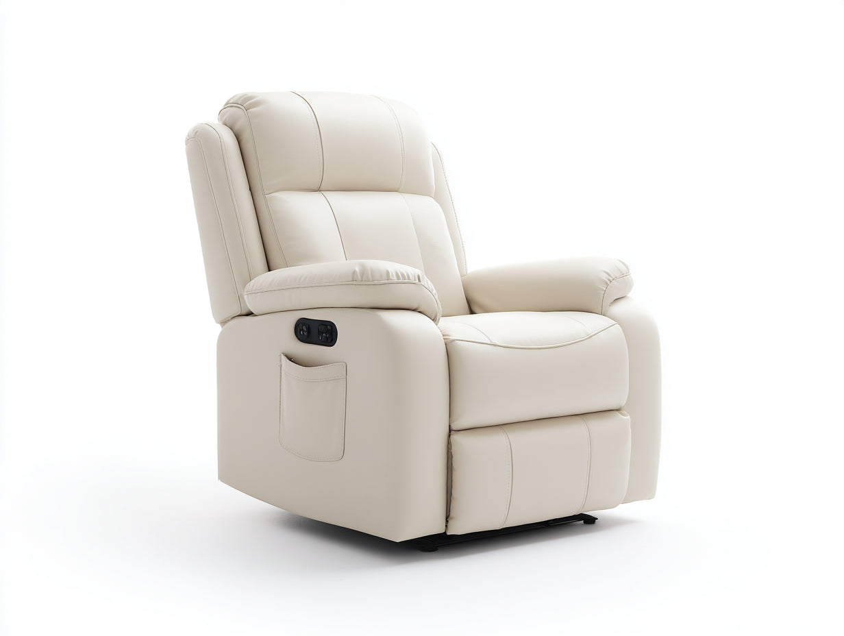 Sillones reclinables cuero sintético 91x97x109 cm crema estilo confort