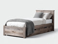 Camas individuales 205x100x105 cm - madera marrón grisáceo con almacenamiento - estilo rústico moderno para dormitorio