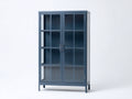 Vitrina 85x38x160 cm - metal azul y cristal - 2 puertas - estilo industrial para salón