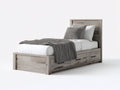Camas individuales madera de ingeniería 205x100x110 cm - gris claro - con cabecero y 3 cajones