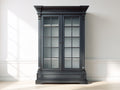 Vitrina madera maciza 120x50x220 cm - gris oscuro - con 2 puertas de vidrio