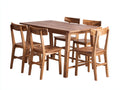 Conjuntos de comedor de jardín de madera 160x90x75 cm - madera natural - mesa rectangular con 5 sillas para exterior