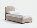 Camas individuales tapizadas 206x103x112 cm - beige - cama con cabecero curvo para dormitorio