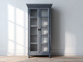 Vitrina de madera y vidrio 90x42x200 cm - gris - diseño clásico con 2 puertas