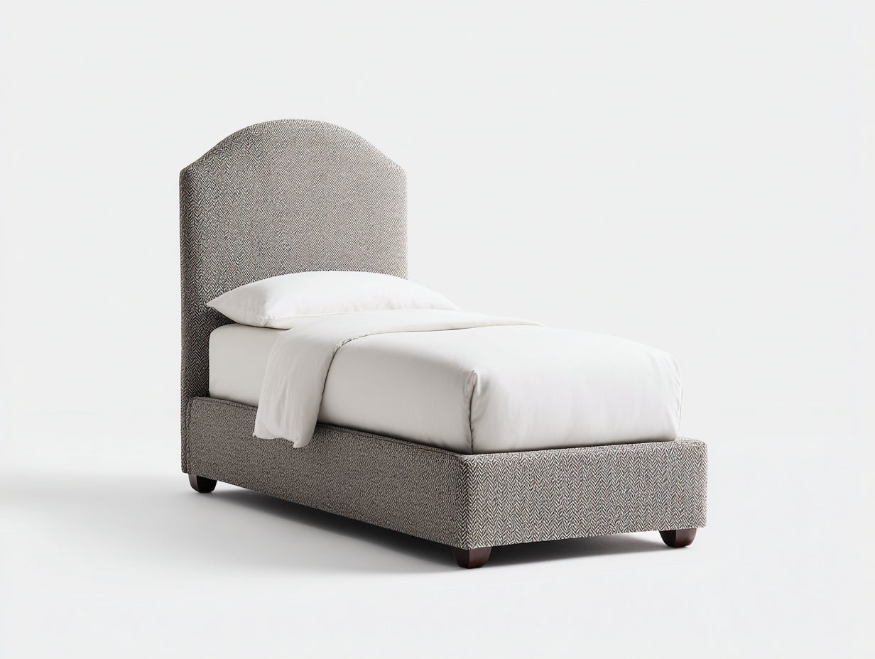 Camas individuales 205x100x120 cm - tapizado gris con cabecero arqueado - estilo moderno para dormitorio
